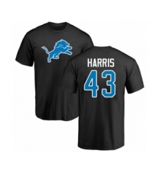 Football Detroit Lions #43 Will Harris Black Name & Number Logo T-Shirt