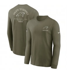 Men's Carolina Panthers Olive 2025 Salute to Service Sideline Long Sleeve T-Shirt