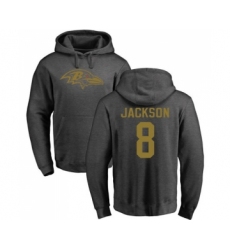 Football Baltimore Ravens #8 Lamar Jackson Ash One Color Pullover Hoodie