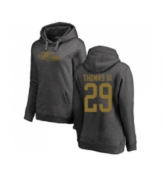Football Women's Baltimore Ravens #29 Earl Thomas III Ash One Color Pullover Hoodie