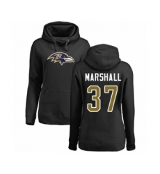Football Women's Baltimore Ravens #37 Iman Marshall Black Name & Number Logo Pullover Hoodie