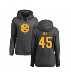 Football Women's Pittsburgh Steelers #45 Roosevelt Nix Ash One Color Pullover Hoodie