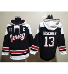 Men's New Jersey Devils #13 Nico Hischier Black White Ageless Must-Have Lace-Up Pullover Hoodie