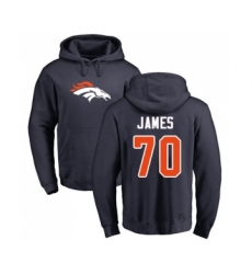 Football Denver Broncos #70 Ja'Wuan James Navy Blue Name & Number Logo Pullover Hoodie