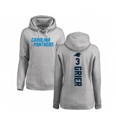 Football Women's Carolina Panthers #3 Will Grier Ash Backer Pullover Hoodie
