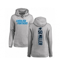 Football Women's Carolina Panthers #50 Christian Miller Ash Backer Pullover Hoodie