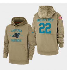 Men's Carolina Panthers #22 Christian McCaffrey 2019 Salute to Service Sideline Therma Pullover Hoodie - Tan