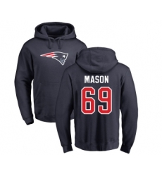 Football New England Patriots #69 Shaq Mason Navy Blue Name & Number Logo Pullover Hoodie