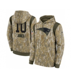 Men's New England Patriots #10 Mac Jones Camo 2021 Salute To Service Therma Performance Pullover Football Hoodie