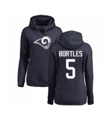 Football Women's Los Angeles Rams #5 Blake Bortles Navy Blue Name & Number Logo Pullover Hoodie