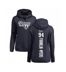 Football Women's Los Angeles Rams #94 John Franklin-Myers Navy Blue Backer Pullover Hoodie