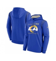 Men's Los Angeles Rams 2021 Royal Sideline Logo Performance Pullover Hoodie