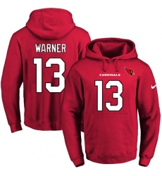 NFL Men Nike Arizona Cardinals #13 Kurt Warner Red Name & Number Pullover Hoodie