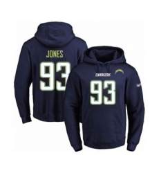 Football Men's Los Angeles Chargers #93 Justin Jones Navy Blue Name & Number Pullover Hoodie