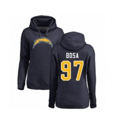 Football Women's Los Angeles Chargers #97 Joey Bosa Navy Blue Name & Number Logo Pullover Hoodie