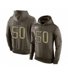 Football Men's Kansas City Chiefs #50 Darron Lee Green Salute To Service Pullover Hoodie