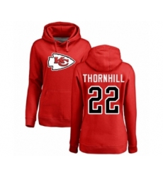 Football Women's Kansas City Chiefs #22 Juan Thornhill Red Name & Number Logo Pullover Hoodie