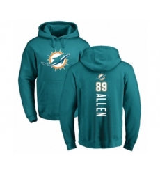 Football Miami Dolphins #89 Dwayne Allen Aqua Green Backer Pullover Hoodie