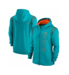 Men's Miami Dolphins 2021 Aqua Sideline Team Performance Full-Zip Hoodie