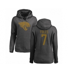 Football Women's Jacksonville Jaguars #7 Nick Foles Ash One Color Pullover Hoodie