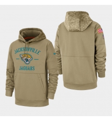 Men's Jacksonville Jaguars Tan 2019 Salute to Service Sideline Therma Pullover Hoodie