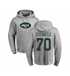 Football New York Jets #70 Kelechi Osemele Ash Name & Number Logo Pullover Hoodie