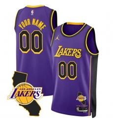 Men's Los Angeles Lakers Active Player Custom Purple 2025 California Patch Stitched Basketball Jersey