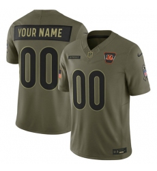 Men's Cincinnati Bengals Active Player Custom Olive 2025 F.U.S.E. Salute to Service Limited Football Stitched Jersey