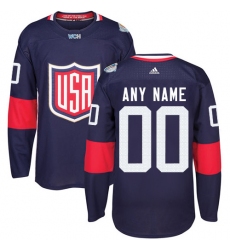 Men's Adidas Team USA Customized Premier Navy Blue Away 2016 World Cup Ice Hockey Jersey