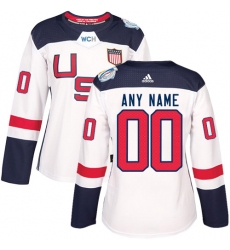 Women's Adidas Team USA Customized Authentic White Home 2016 World Cup Hockey Jersey