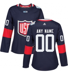Women's Adidas Team USA Customized Premier Navy Blue Away 2016 World Cup Hockey Jersey