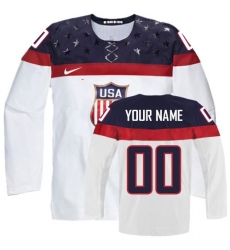 Women's Nike Team USA Customized Authentic White Home 2014 Olympic Hockey Jersey