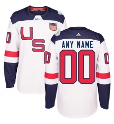 Youth Adidas Team USA Customized Premier White Home 2016 World Cup Ice Hockey Jersey