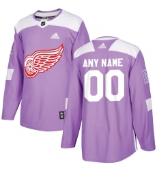 Men's Detroit Red Wings adidas Purple Hockey Fights Cancer Custom Practice Jersey