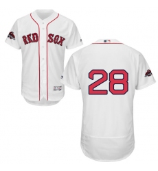Men's Majestic Boston Red Sox #28 J D Martinez White Home Flex Base Authentic Collection 2018 World Series Champions MLB Jersey