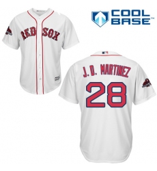 Youth Majestic Boston Red Sox #28 J  D Martinez Authentic White Home Cool Base 2018 World Series Champions MLB Jersey