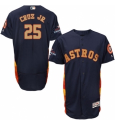 Men's Majestic Houston Astros #25 Jose Cruz Jr. Navy Blue Alternate 2018 Gold Program Flex Base Authentic Collection MLB Jersey