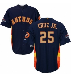 Men's Majestic Houston Astros #25 Jose Cruz Jr. Replica Navy Blue Alternate 2018 Gold Program Cool Base MLB Jersey