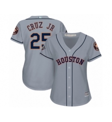 Women's Houston Astros #25 Jose Cruz Jr. Authentic Grey Road Cool Base 2019 World Series Bound Baseball Jersey