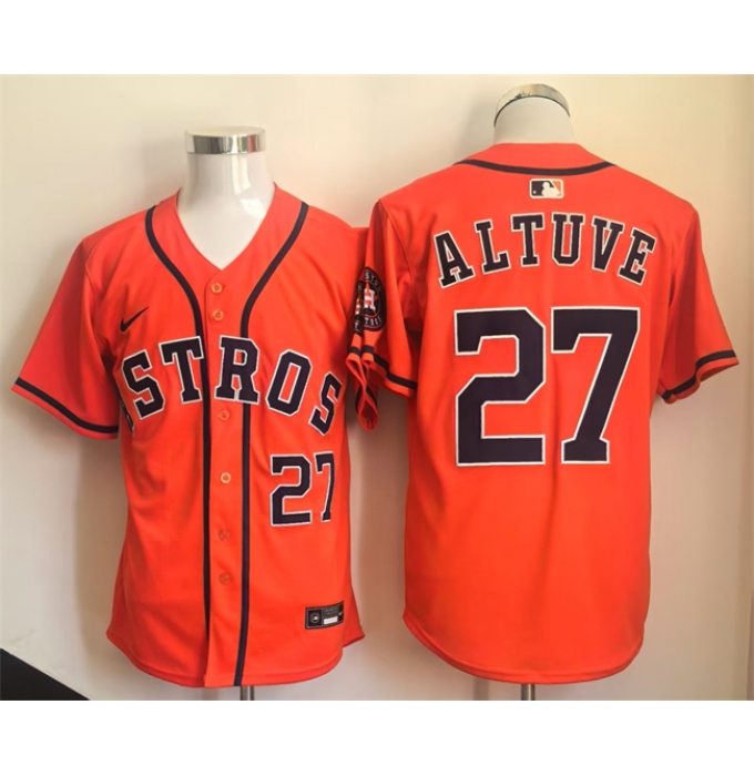 Men's Houston Astros #27 Jose Altuve Orange Limited Stitched Jersey