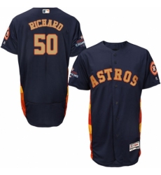 Men's Majestic Houston Astros #50 J.R. Richard Navy Blue Alternate 2018 Gold Program Flex Base Authentic Collection MLB Jersey