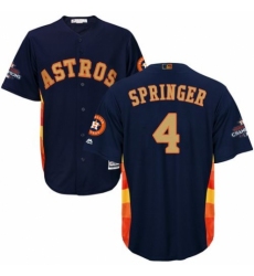 Youth Majestic Houston Astros #4 George Springer Authentic Navy Blue Alternate 2018 Gold Program Cool Base MLB Jersey