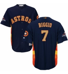 Youth Majestic Houston Astros #7 Craig Biggio Authentic Navy Blue Alternate 2018 Gold Program Cool Base MLB Jersey