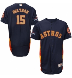 Men's Majestic Houston Astros #15 Carlos Beltran Navy Blue Alternate 2018 Gold Program Flex Base Authentic Collection MLB Jersey