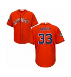 Youth Houston Astros #33 Mike Scott Authentic Orange Alternate Cool Base 2019 World Series Bound Baseball Jersey