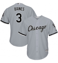 Men's Majestic Chicago White Sox #3 Harold Baines Replica Grey Road Cool Base MLB Jersey