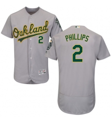Men's Majestic Oakland Athletics #2 Tony Phillips Grey Road Flex Base Authentic Collection MLB Jersey