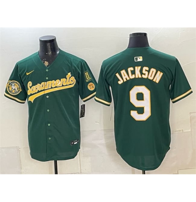Men's Oakland Athletics #9 Reggie Jackson 2026 Green Alternate Sacramento Celebrating 125 Years Vapor Limited Stitched Baseball Jersey