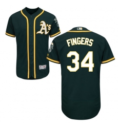 Men's Majestic Oakland Athletics #34 Rollie Fingers Green Alternate Flex Base Authentic Collection MLB Jersey
