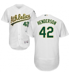 Men's Majestic Oakland Athletics #42 Dave Henderson White Home Flex Base Authentic Collection MLB Jersey
